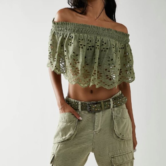 NWT Free People FP One Perla Top (XS - Grasslands) - Picture 1 of 6